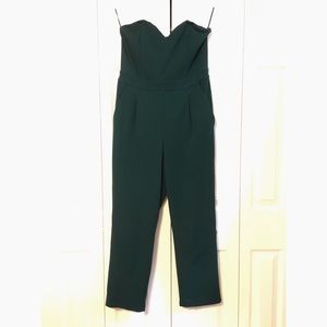 Express Strapless Sweetheart Neck Jumpsuit Green